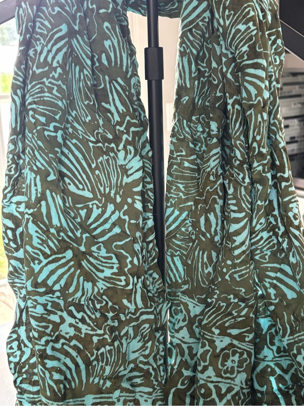 Turquoise and Olive Abstract Print Scarf